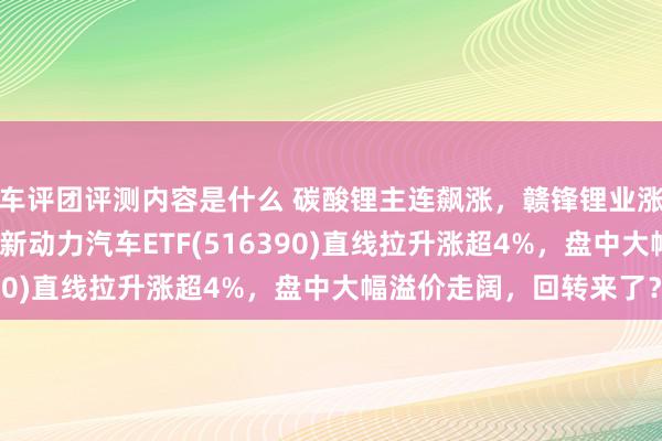 车评团评测内容是什么 碳酸锂主连飙涨，赣锋锂业涨停、宁德时间涨3%，新动力汽车ETF(516390)直线拉升涨超4%，盘中大幅溢价走阔，回转来了？