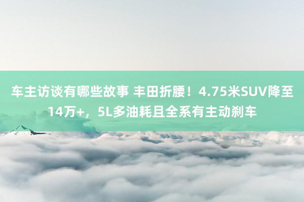 车主访谈有哪些故事 丰田折腰！4.75米SUV降至14万+，5L多油耗且全系有主动刹车