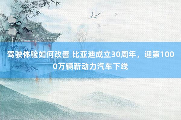 驾驶体验如何改善 比亚迪成立30周年，迎第1000万辆新动力汽车下线