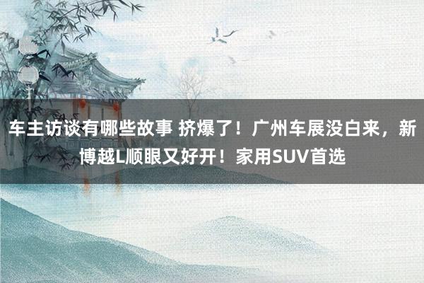 车主访谈有哪些故事 挤爆了！广州车展没白来，新博越L顺眼又好开！家用SUV首选