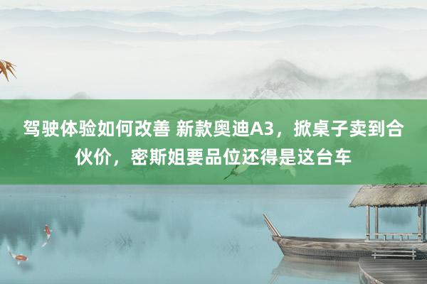 驾驶体验如何改善 新款奥迪A3，掀桌子卖到合伙价，密斯姐要品位还得是这台车