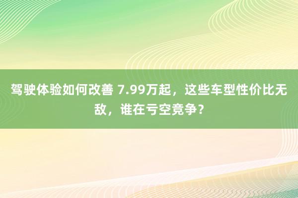 驾驶体验如何改善 7.99万起，这些车型性价比无敌，谁在亏空竞争？