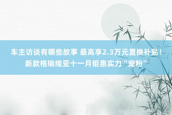 车主访谈有哪些故事 最高享2.3万元置换补贴！新款格瑞维亚十一月钜惠实力“宠粉”