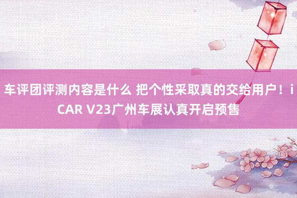 车评团评测内容是什么 把个性采取真的交给用户！iCAR V23广州车展认真开启预售