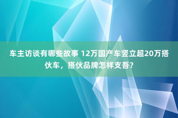 车主访谈有哪些故事 12万国产车竖立超20万搭伙车，搭伙品牌怎样支吾？