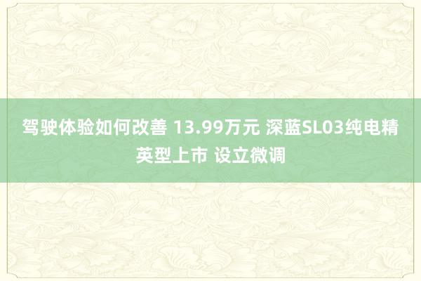 驾驶体验如何改善 13.99万元 深蓝SL03纯电精英型上市 设立微调