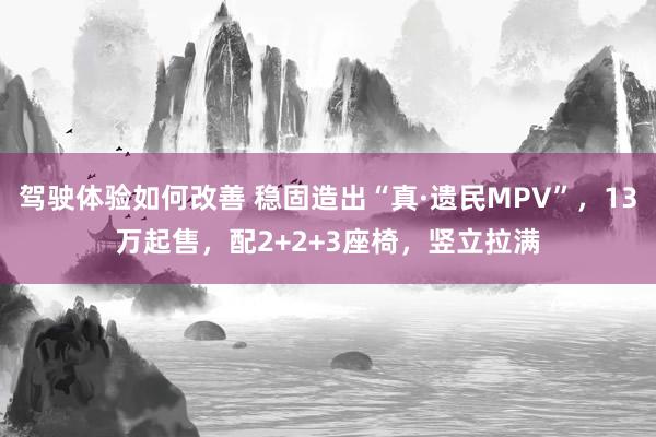 驾驶体验如何改善 稳固造出“真·遗民MPV”，13万起售，配2+2+3座椅，竖立拉满