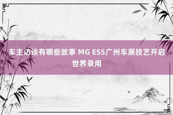 车主访谈有哪些故事 MG ES5广州车展技艺开启世界录用