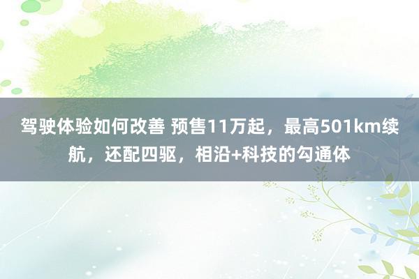 驾驶体验如何改善 预售11万起，最高501km续航，还配四驱，相沿+科技的勾通体