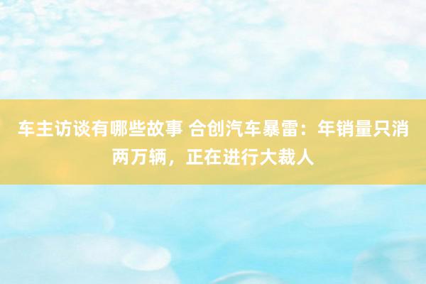 车主访谈有哪些故事 合创汽车暴雷：年销量只消两万辆，正在进行大裁人