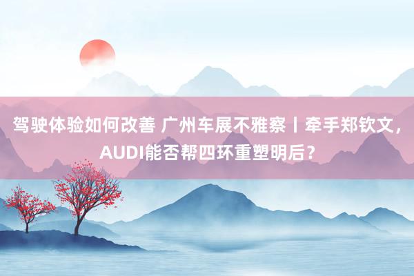 驾驶体验如何改善 广州车展不雅察丨牵手郑钦文，AUDI能否帮四环重塑明后？