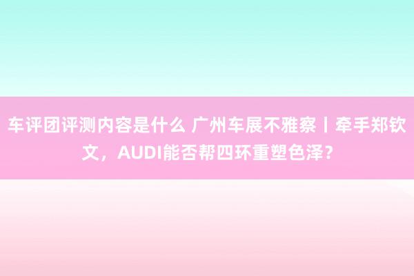 车评团评测内容是什么 广州车展不雅察丨牵手郑钦文，AUDI能否帮四环重塑色泽？