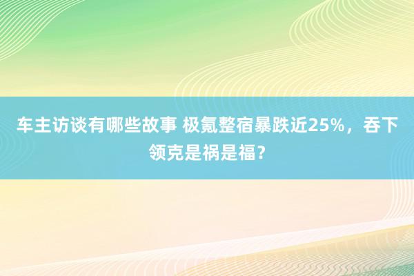 车主访谈有哪些故事 极氪整宿暴跌近25%，吞下领克是祸是福？