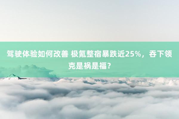 驾驶体验如何改善 极氪整宿暴跌近25%，吞下领克是祸是福？