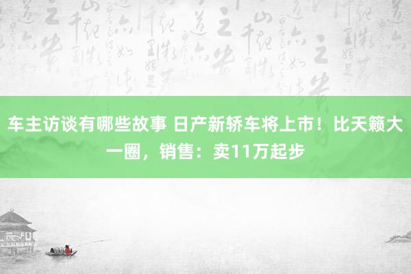 车主访谈有哪些故事 日产新轿车将上市！比天籁大一圈，销售：卖11万起步