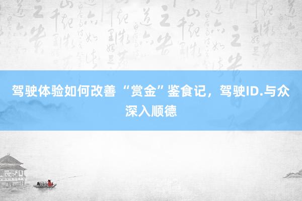 驾驶体验如何改善 “赏金”鉴食记，驾驶ID.与众深入顺德