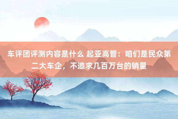 车评团评测内容是什么 起亚高管：咱们是民众第二大车企，不追求几百万台的销量