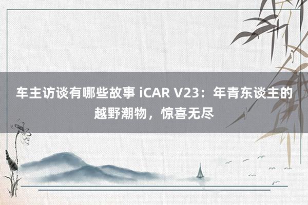 车主访谈有哪些故事 iCAR V23：年青东谈主的越野潮物，惊喜无尽