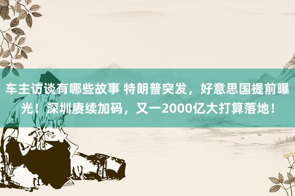 车主访谈有哪些故事 特朗普突发，好意思国提前曝光！深圳赓续加码，又一2000亿大打算落地！