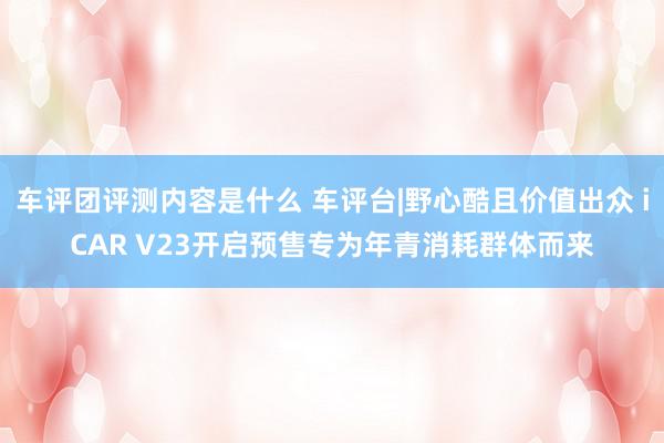 车评团评测内容是什么 车评台|野心酷且价值出众 iCAR V23开启预售专为年青消耗群体而来