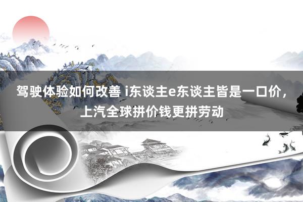 驾驶体验如何改善 i东谈主e东谈主皆是一口价，上汽全球拼价钱更拼劳动