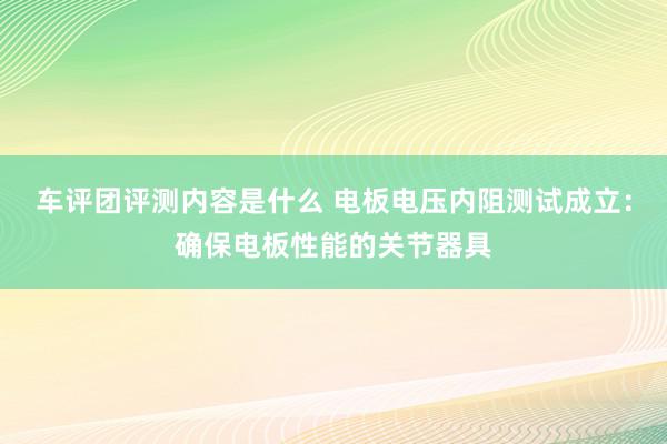 车评团评测内容是什么 电板电压内阻测试成立：确保电板性能的关节器具