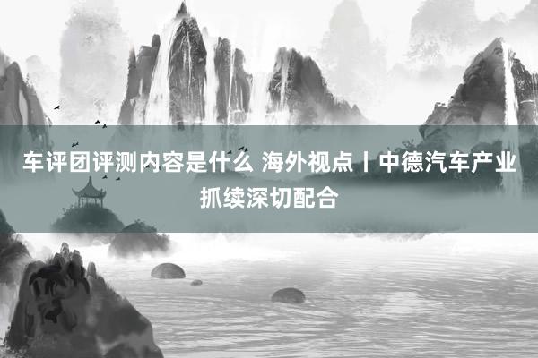 车评团评测内容是什么 海外视点丨中德汽车产业抓续深切配合