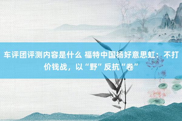 车评团评测内容是什么 福特中国杨好意思虹：不打价钱战，以“野”反抗“卷”