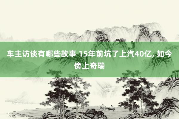 车主访谈有哪些故事 15年前坑了上汽40亿, 如今傍上奇瑞