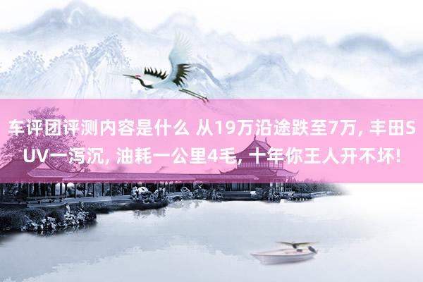 车评团评测内容是什么 从19万沿途跌至7万, 丰田SUV一泻沉, 油耗一公里4毛, 十年你王人开不坏!