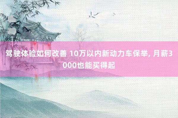 驾驶体验如何改善 10万以内新动力车保举, 月薪3000也能买得起