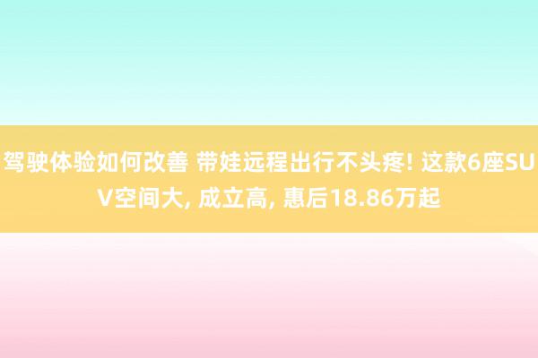 驾驶体验如何改善 带娃远程出行不头疼! 这款6座SUV空间大, 成立高, 惠后18.86万起