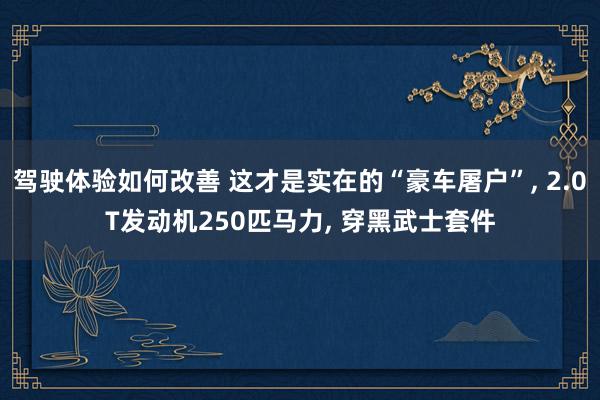 驾驶体验如何改善 这才是实在的“豪车屠户”, 2.0T发动机250匹马力, 穿黑武士套件