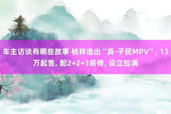 车主访谈有哪些故事 祯祥造出“真·子民MPV”, 13万起售, 配2+2+3座椅, 设立拉满