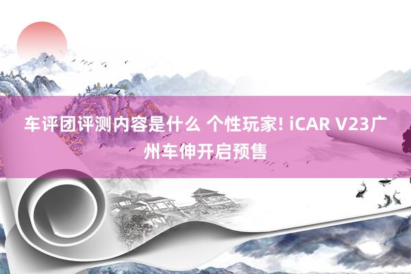 车评团评测内容是什么 个性玩家! iCAR V23广州车伸开启预售