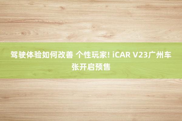 驾驶体验如何改善 个性玩家! iCAR V23广州车张开启预售