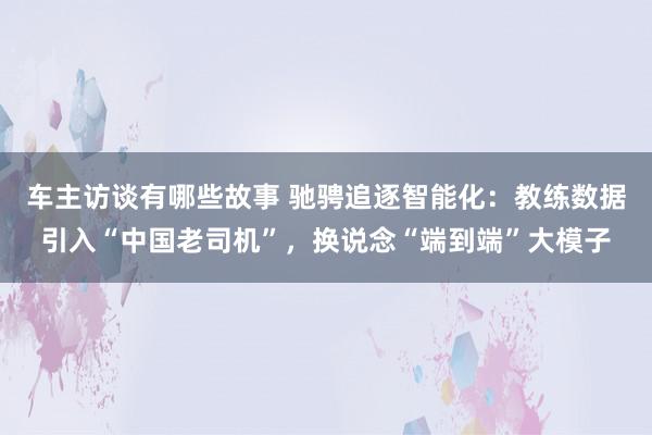 车主访谈有哪些故事 驰骋追逐智能化：教练数据引入“中国老司机”，换说念“端到端”大模子