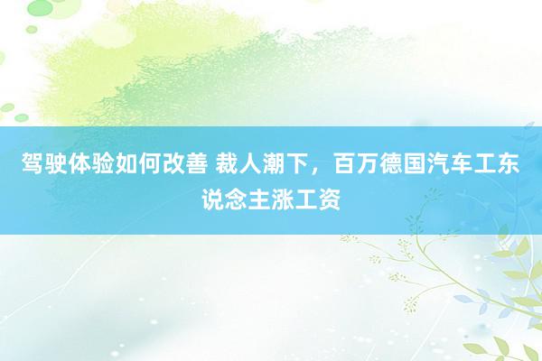 驾驶体验如何改善 裁人潮下，百万德国汽车工东说念主涨工资