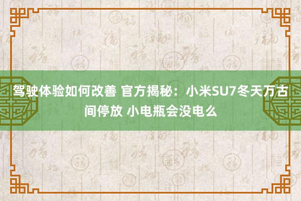 驾驶体验如何改善 官方揭秘：小米SU7冬天万古间停放 小电瓶会没电么