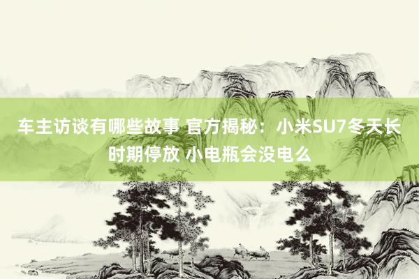 车主访谈有哪些故事 官方揭秘：小米SU7冬天长时期停放 小电瓶会没电么