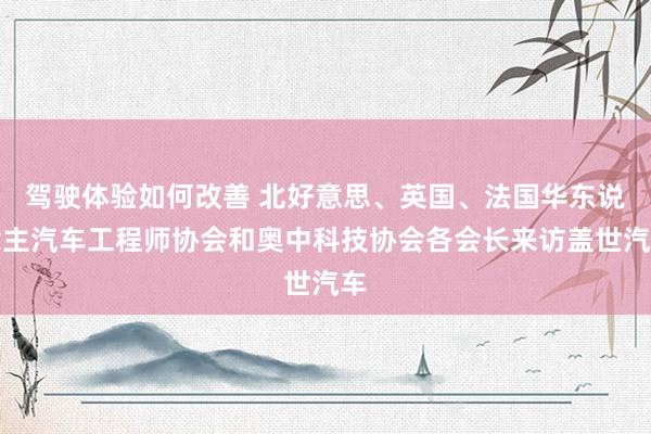 驾驶体验如何改善 北好意思、英国、法国华东说念主汽车工程师协会和奥中科技协会各会长来访盖世汽车