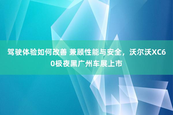 驾驶体验如何改善 兼顾性能与安全，沃尔沃XC60极夜黑广州车展上市