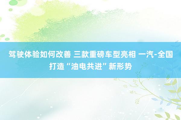 驾驶体验如何改善 三款重磅车型亮相 一汽-全国打造“油电共进”新形势