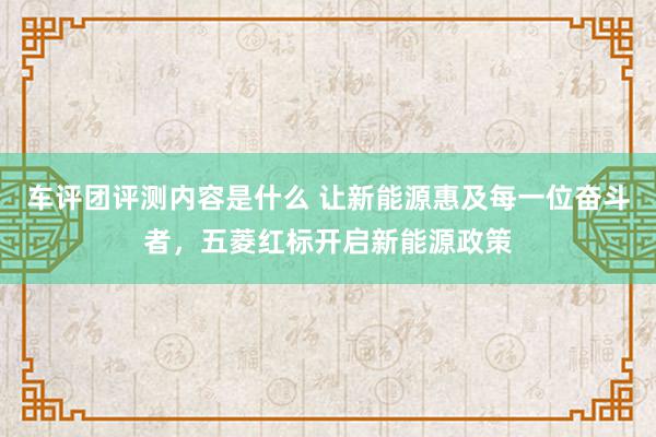 车评团评测内容是什么 让新能源惠及每一位奋斗者，五菱红标开启新能源政策