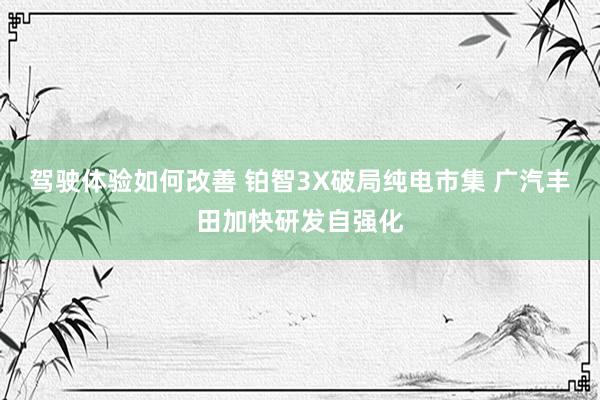 驾驶体验如何改善 铂智3X破局纯电市集 广汽丰田加快研发自强化