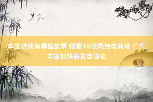 车主访谈有哪些故事 铂智3X破局纯电商场 广汽丰田加快研发自强化