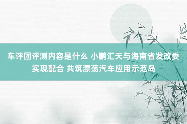 车评团评测内容是什么 小鹏汇天与海南省发改委实现配合 共筑漂荡汽车应用示范岛