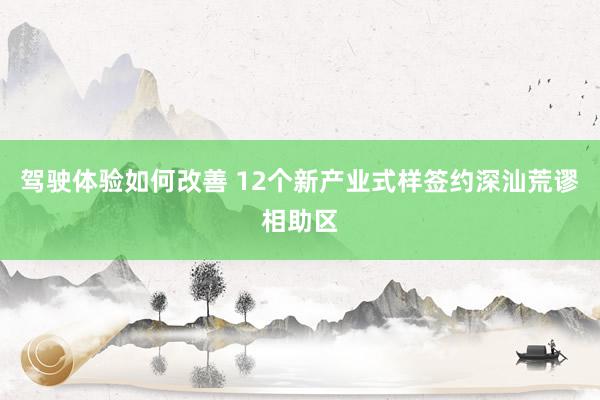 驾驶体验如何改善 12个新产业式样签约深汕荒谬相助区