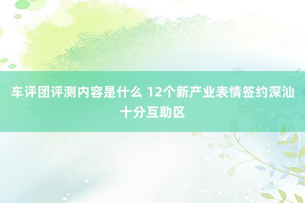 车评团评测内容是什么 12个新产业表情签约深汕十分互助区