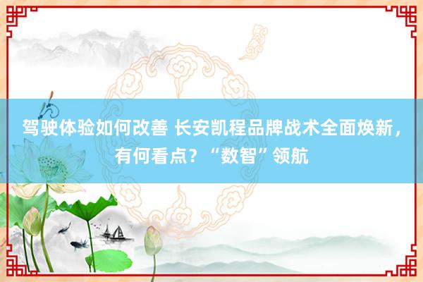 驾驶体验如何改善 长安凯程品牌战术全面焕新，有何看点？“数智”领航